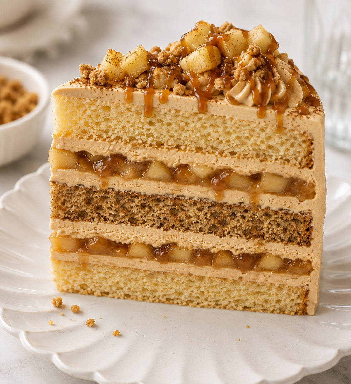 Caramel Apple Crumble Cake Slice